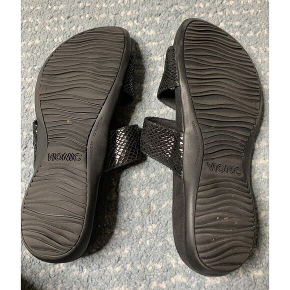 VIONIC Rio Lizard US 10 Wide Women’s Black Snake Print Adjustable Straps - Picture 4 of 5